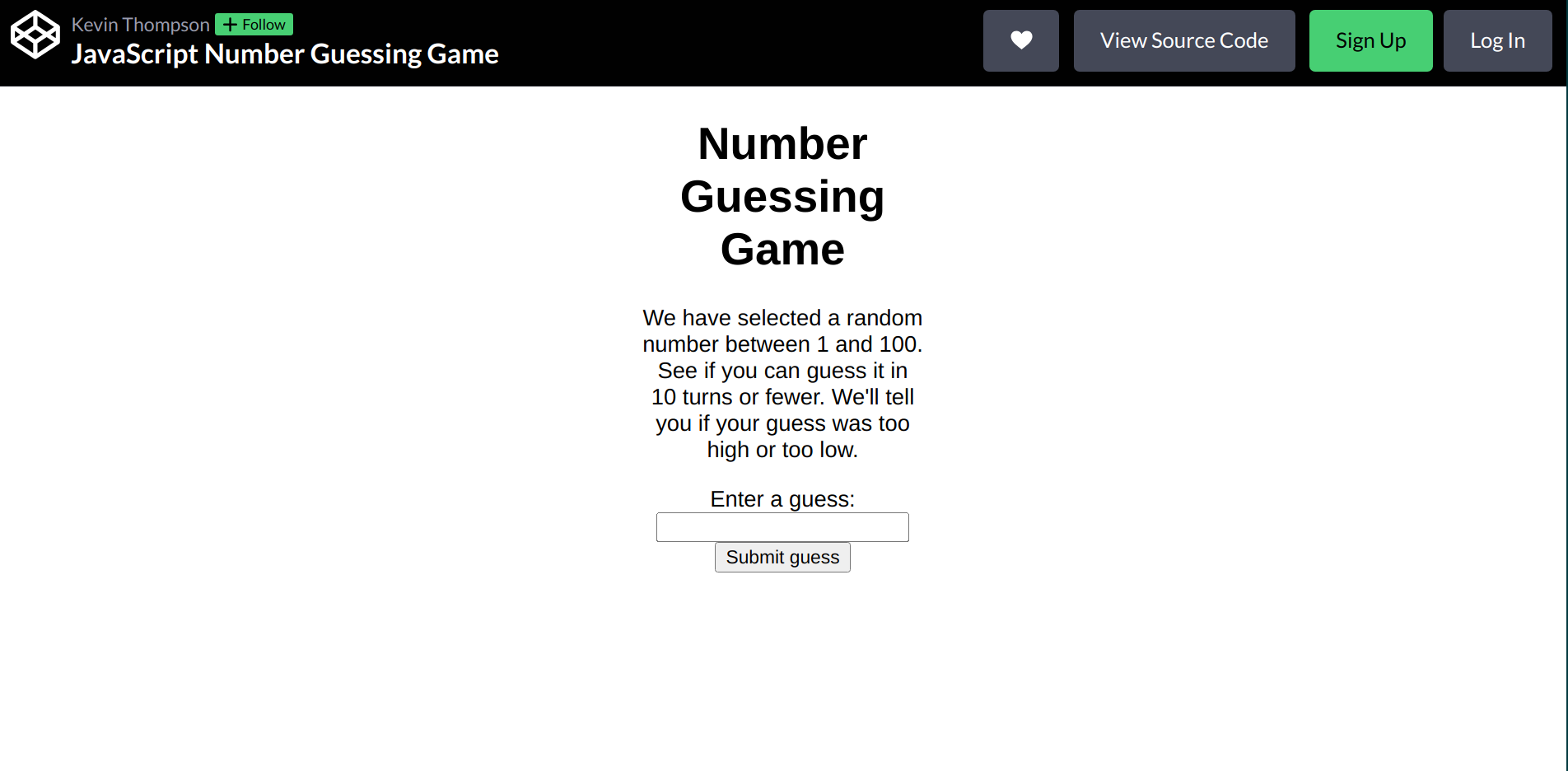 JavaScript Number Guessing Game thumbnail